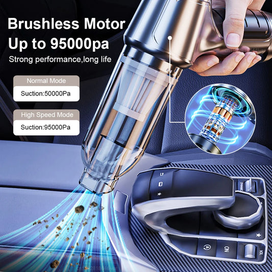 95000PA Strong Suction Wireless Car Vacuum Cleaner – Powerful Handheld Vehicle Vacuum Cleaner
