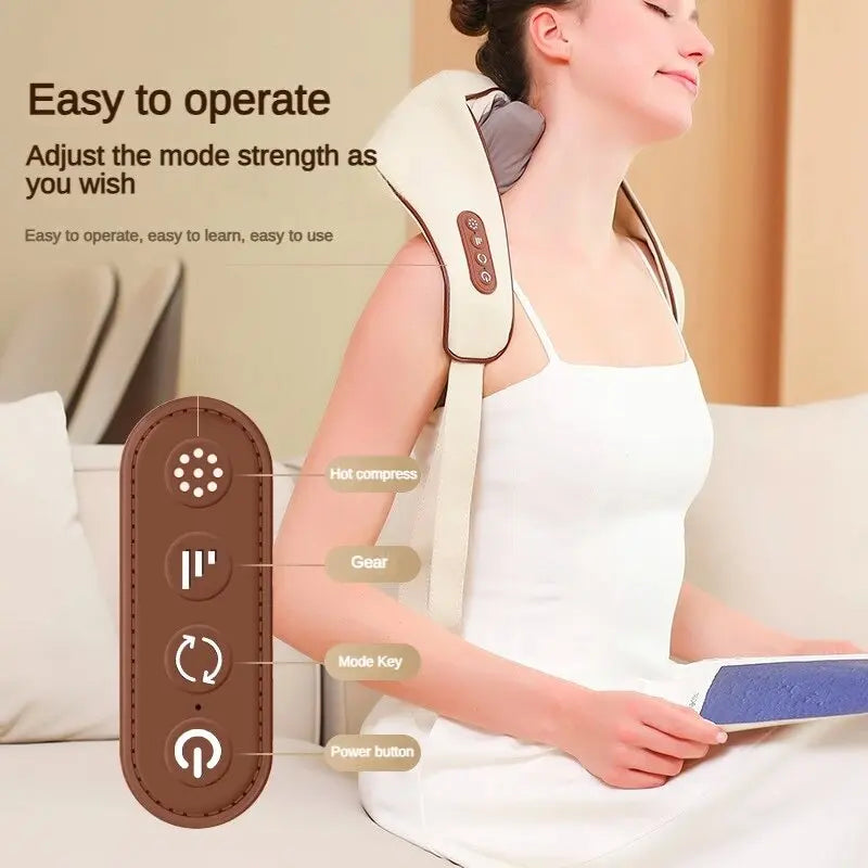 Wireless Electric Shiatsu Neck and Back Massager Shawl with Soothing 5D Kneading Massage for Shoulder, Leg, and Body