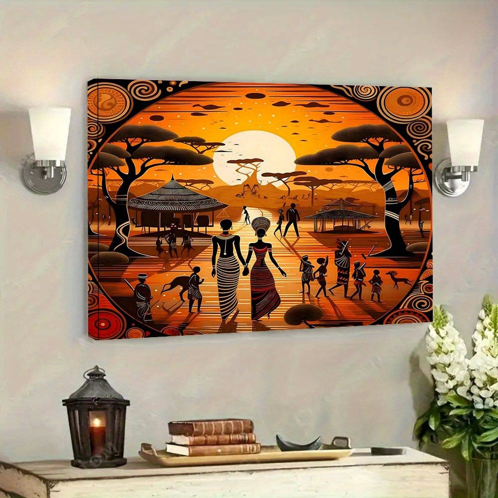 African Tribal Wedding Ceremony Canvas Wall Art, 29.97x39.88 cm (Dstm)