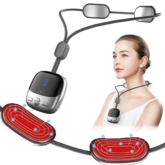 Smart Neck Massager with EMS Muscle Stimulation, Portable and Rechargeable, Hot Compress for Neck and Cervical Spine, Relaxation and Pain Relief