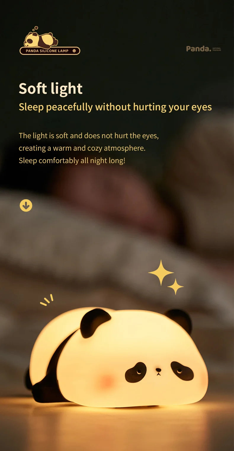 Adorable Panda LED Nightlight with Touch Sensor- Perfect Christmas Gift for Kids, Silicone Child Bedside Lamp and Bedroom Decoration