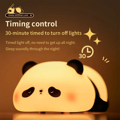 Adorable Panda LED Nightlight with Touch Sensor- Perfect Christmas Gift for Kids, Silicone Child Bedside Lamp and Bedroom Decoration