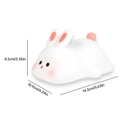 Adorable Rabbit LED Night Light - Touch Sensor, Silicone, Perfect Christmas Gift for Kids, Bedside Lamp