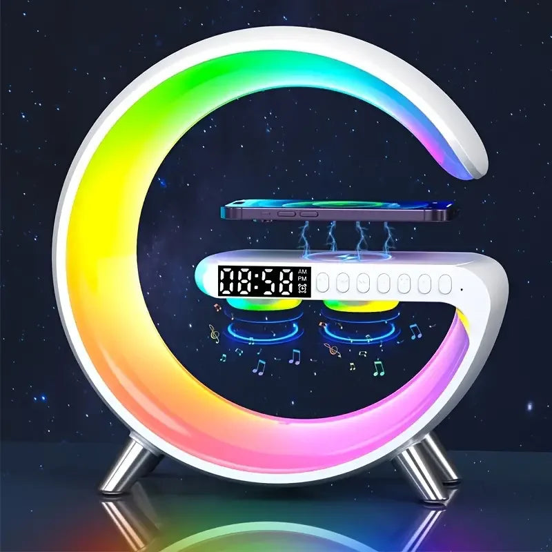 RGB Night Light Lamp with Multifunction Alarm Clock, TF Bluetooth Speaker, Wireless Charger