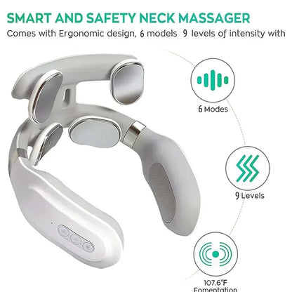 Electric Neck Massager with Heat, Magnetic Pulse, and Rechargeable Battery