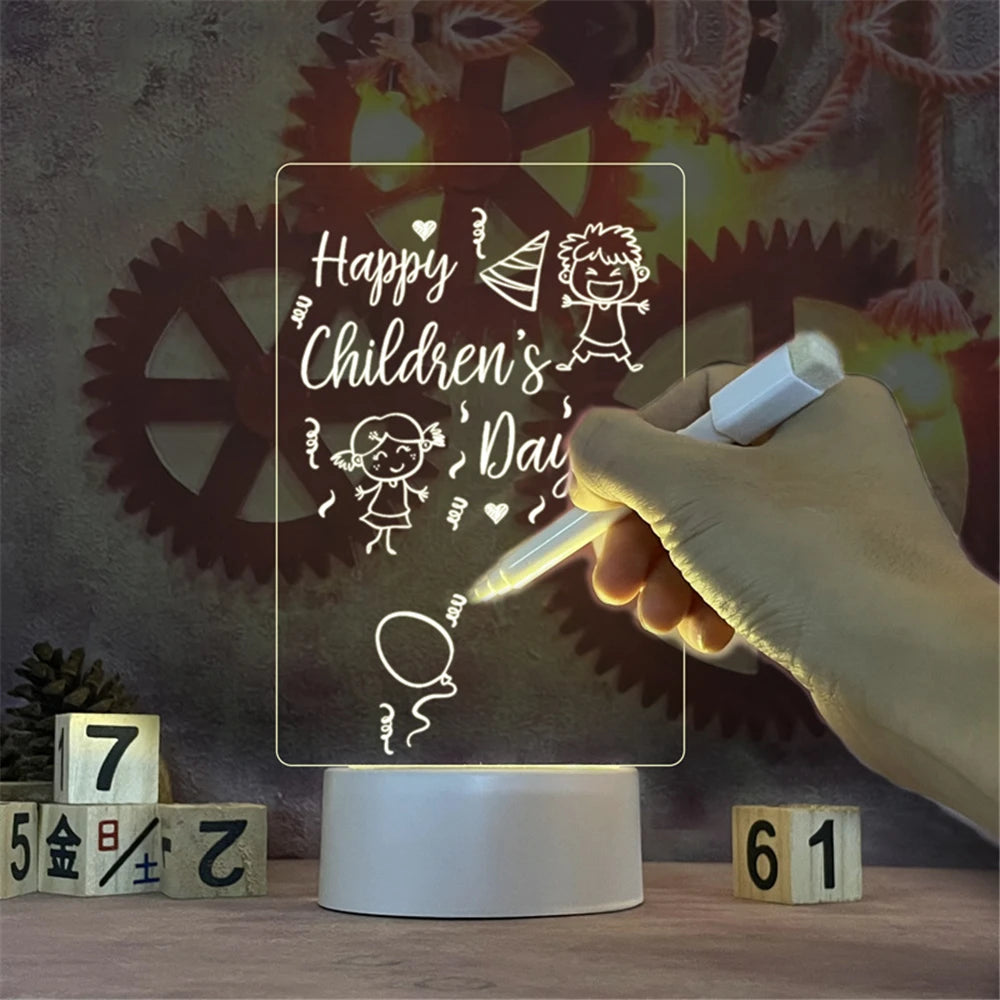 Improved product title: 

USB Luminous Acrylic LED Night Light with Transparent Erasable Write Message Board, Calendar, and Desktop Ornaments