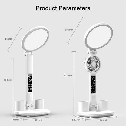 LED Dimmable Desk Lamp with USB Charging Port, Foldable Table Lamp with Fan, Eye Protection Reading Night Light"