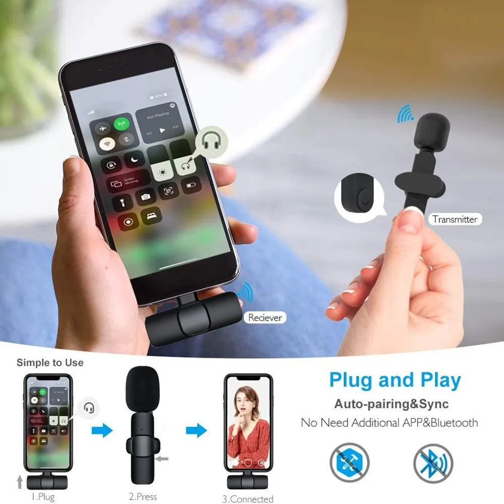 Wireless Lavalier Microphone - Portable Mini Mic for iPhone, Android, and Gaming - Perfect for Live Broadcasts and Phone Recording