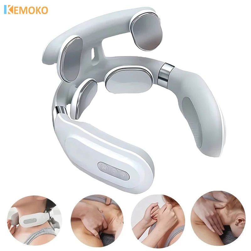 Electric Neck Massager with Heat, Magnetic Pulse, and Rechargeable Battery