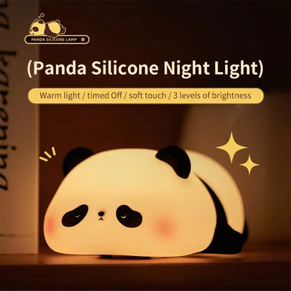 Adorable Panda LED Nightlight with Touch Sensor- Perfect Christmas Gift for Kids, Silicone Child Bedside Lamp and Bedroom Decoration