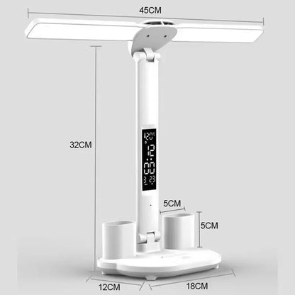 Foldable LED Desk Lamp with USB Charging, Dimmable, 180° Rotation, Eye Protection, Dual Head, for Reading, Night Light