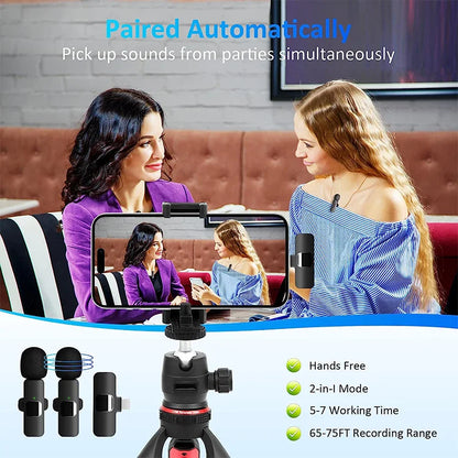 Mini Portable Wireless Lavalier Microphone for iPhone and Android - Ideal for Mobile Phone Interviews, Recording, Live Vlogs, Broadcasting, and Gaming.