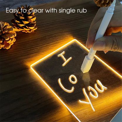 Improved product title: 

USB Luminous Acrylic LED Night Light with Transparent Erasable Write Message Board, Calendar, and Desktop Ornaments
