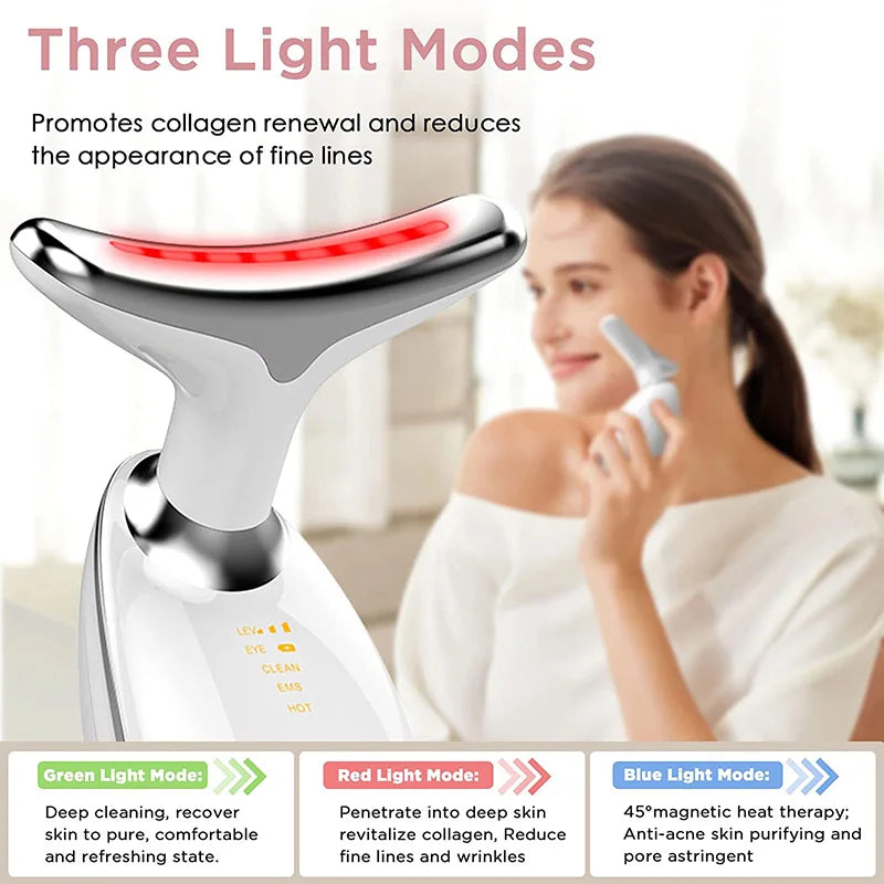 Neck Facial Lifting Device - Skin Tightening, Anti Wrinkle Microcurrent Face Massager, Double Chin Remover