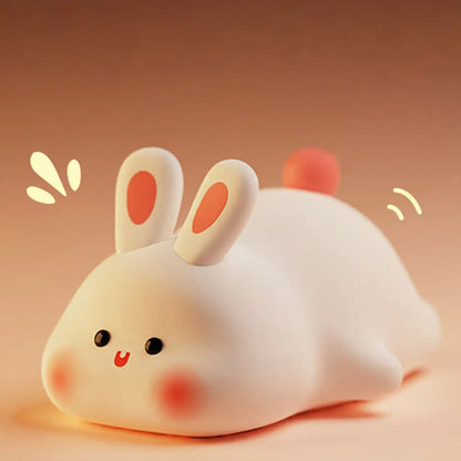 Adorable Rabbit LED Night Light - Touch Sensor, Silicone, Perfect Christmas Gift for Kids, Bedside Lamp