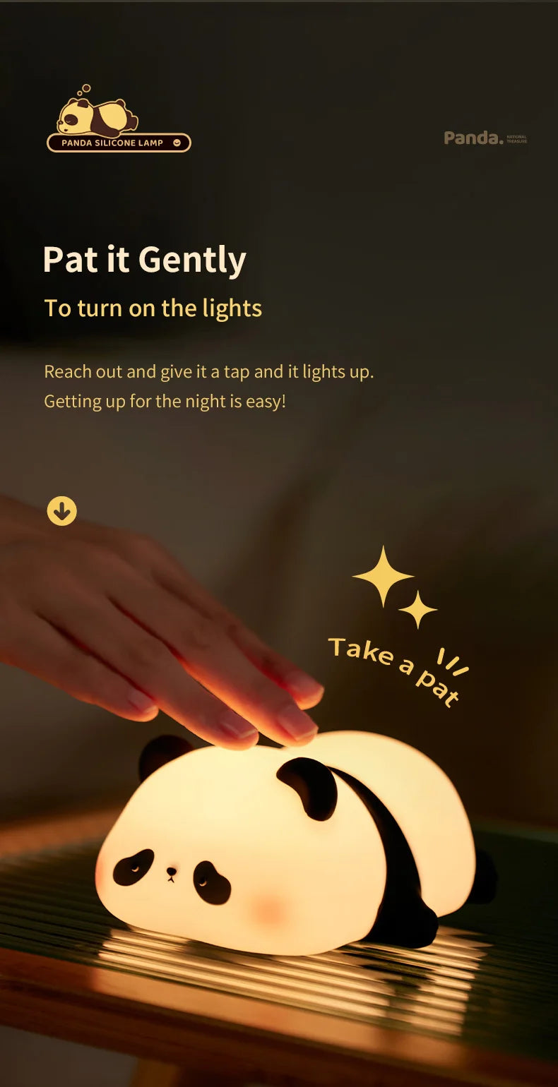 Adorable Panda LED Nightlight with Touch Sensor- Perfect Christmas Gift for Kids, Silicone Child Bedside Lamp and Bedroom Decoration