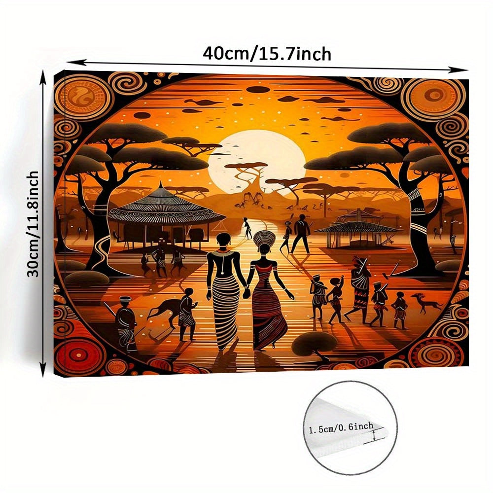 African Tribal Wedding Ceremony Canvas Wall Art, 29.97x39.88 cm (Dstm)